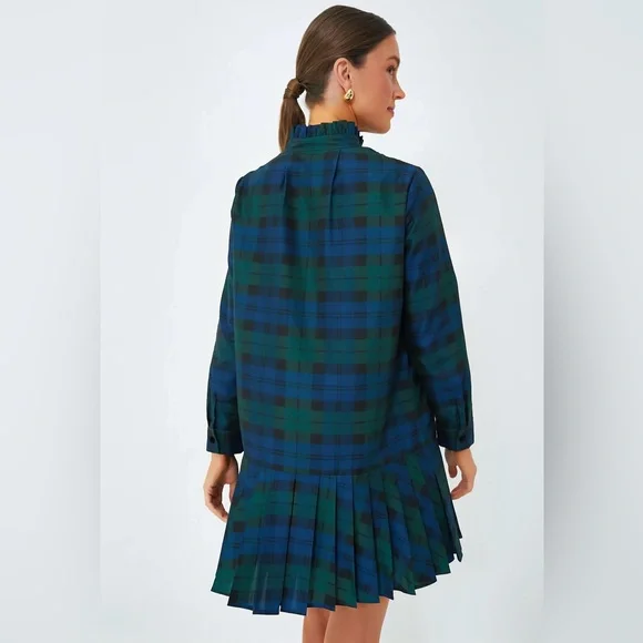 Tuckernuck blackwatch plaid pleated dropwaste dress NEW - Picture 4 of 12